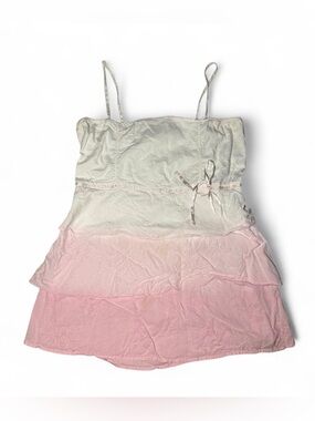 Vintage Y2K Decoded white & pink ombre cherry cotton babydoll tank top large☮️